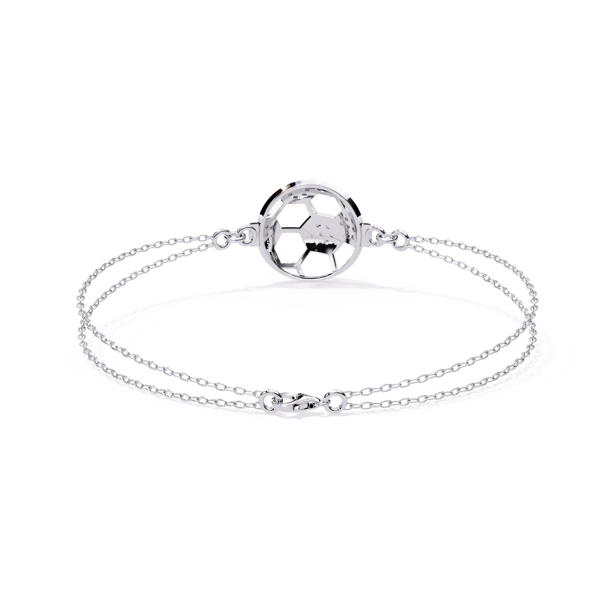 Solitairekart 0.2ct Natural Diamond-Studded Soccer Ball Bracelet-HI Color, VS-SI Clarity